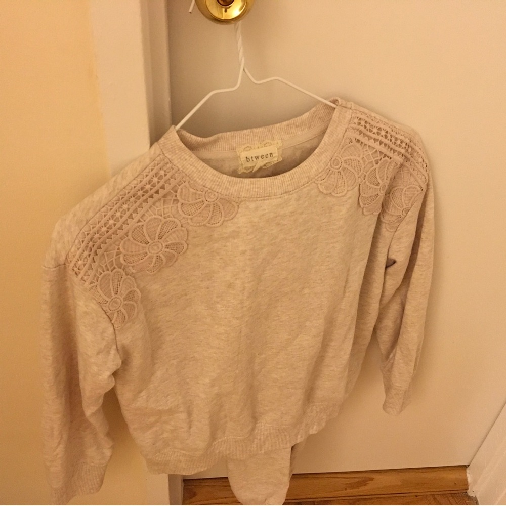 btween  Girls Sweater with Lace Detail - Cream